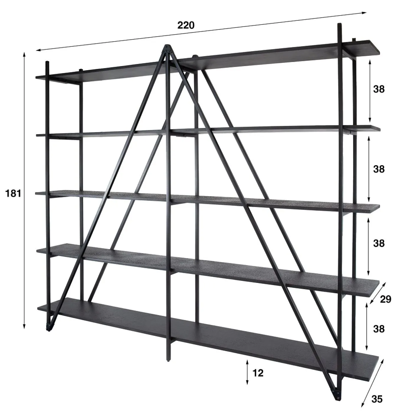 Wandregal Kosta 3 | Metallbeschichtung | dunkelgrau | Metallrahmen