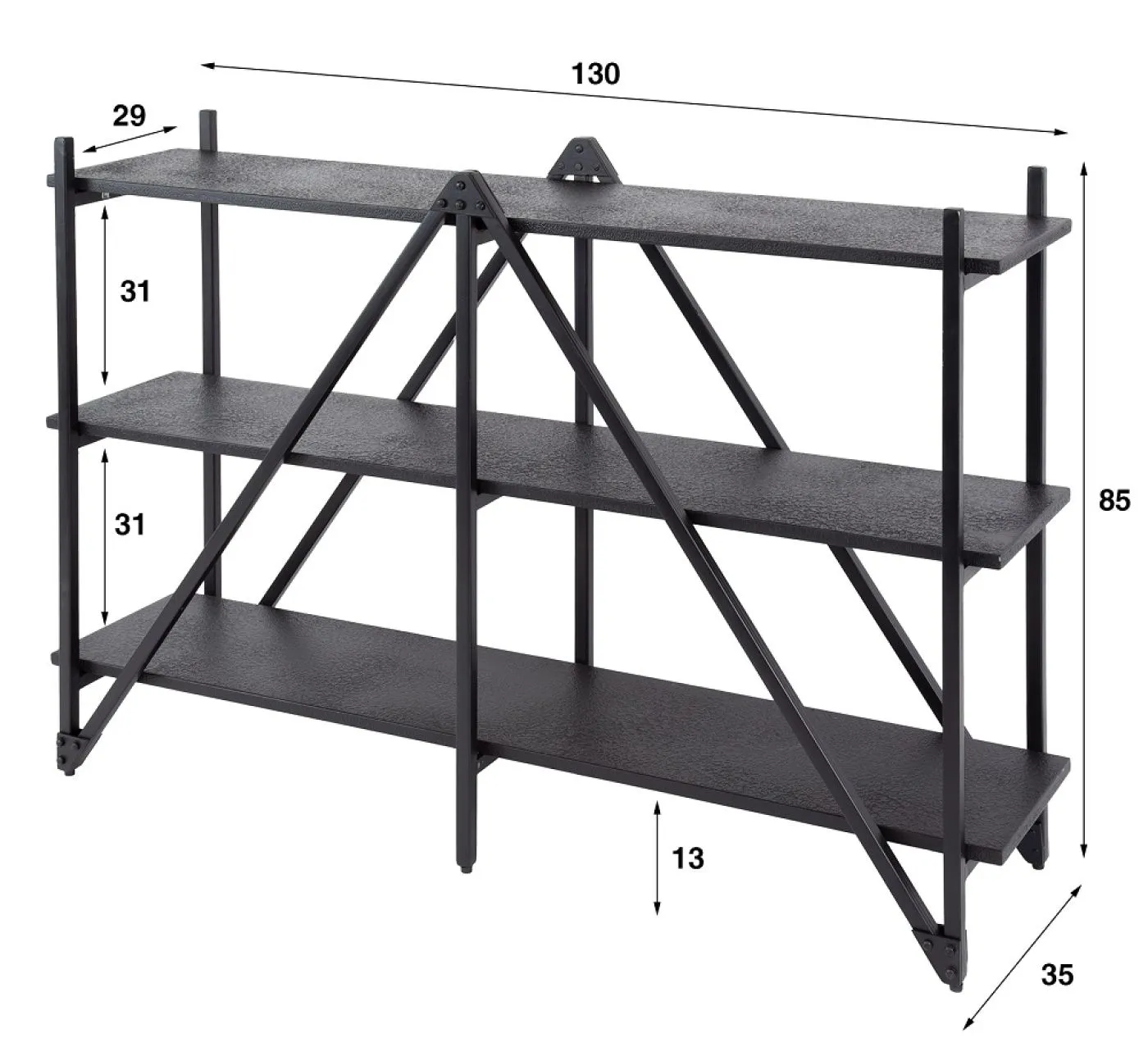 Wandregal Kosta | Metallbeschichtung | dunkelgrau | Metallrahmen