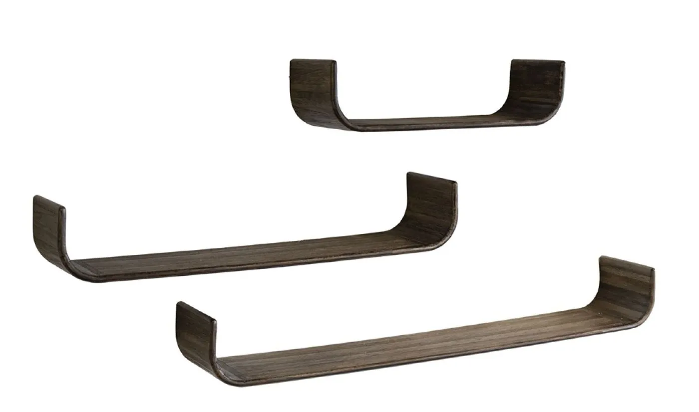 Wandregal Novus | 3er Set | Teakholz massiv | Espresso