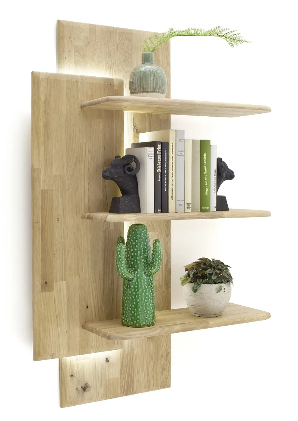 Wandregal Ravello | Balkeneiche Bianco | LED Beleuchtung ohne Beleuchtung
