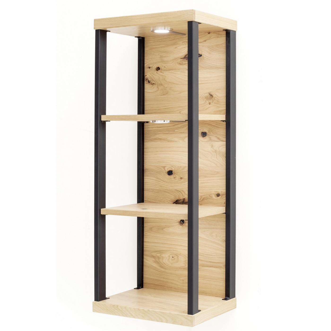 Wandregal Salerno | Balkeneiche Bianco | LED Beleuchtung