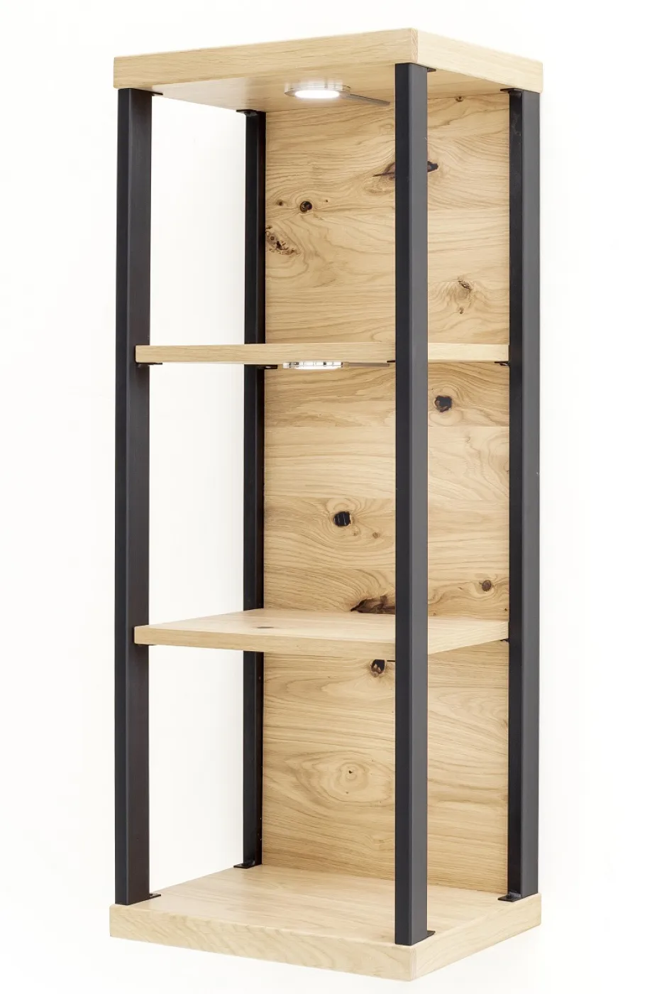 Wandregal Salerno | Balkeneiche Bianco | LED Beleuchtung mit 3er Set LED Unterbauspot