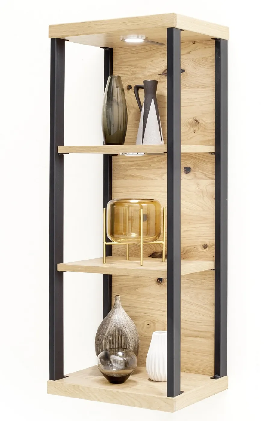 Wandregal Salerno | Balkeneiche Bianco | LED Beleuchtung ohne Beleuchtung