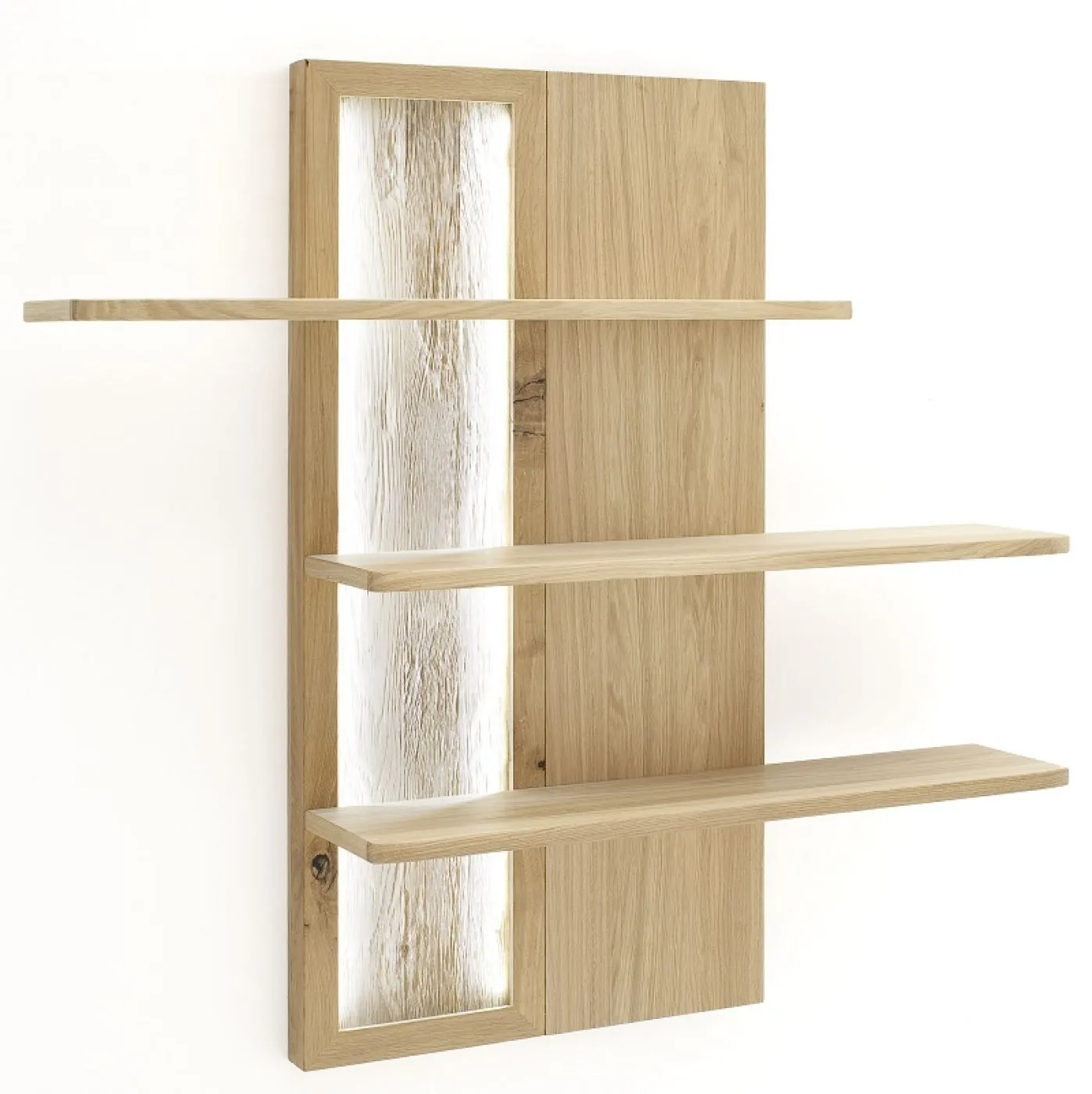 Wandregal Santori | Eiche Bianco | LED Beleuchtung mit 2er Set LED Band 100 cm