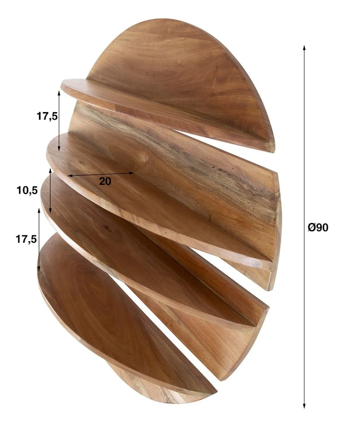 Wandregal set Comb 4-teilig | Neembaum massiv | naturel