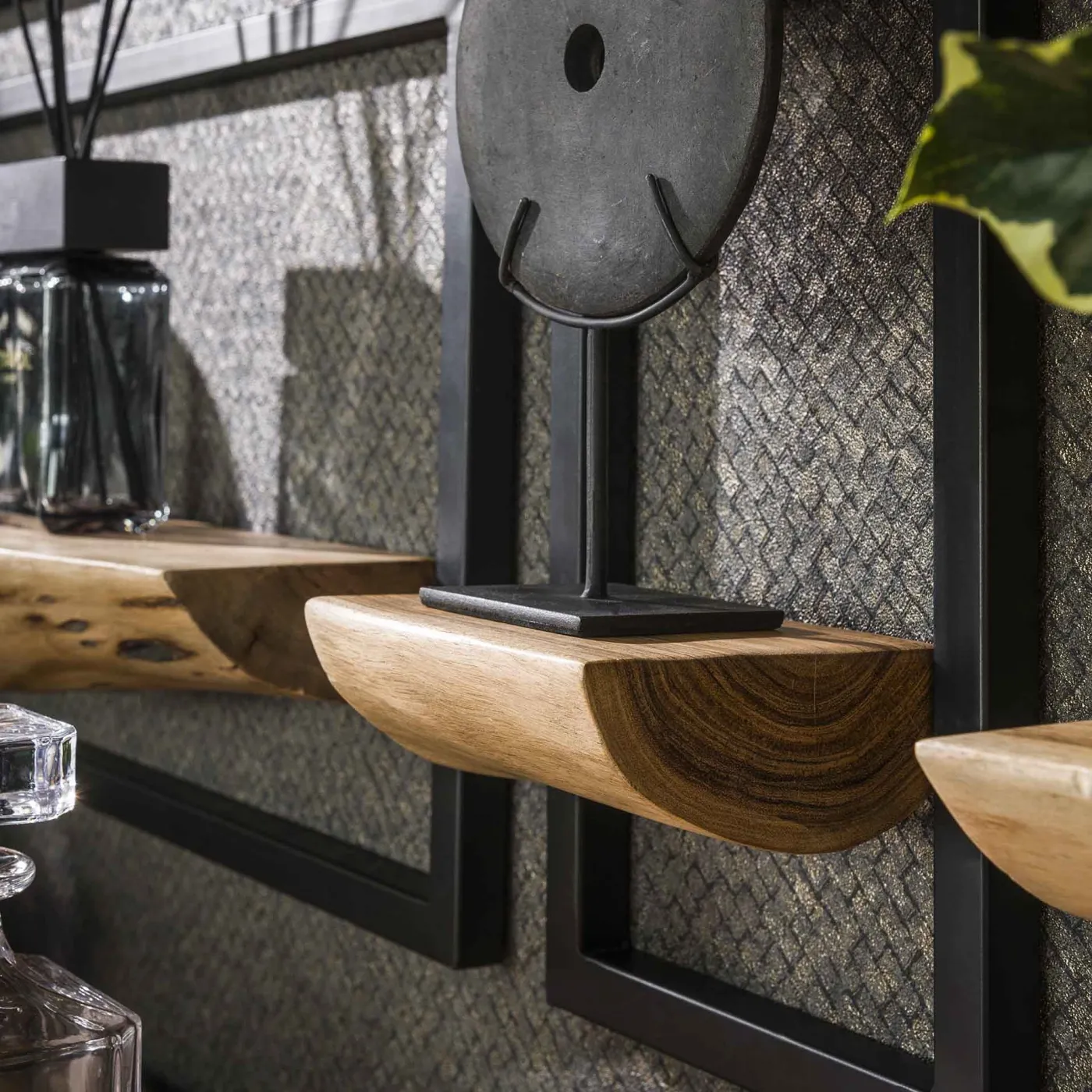 Wandregal Set Shani | 5-teilig | Akazie massiv | Akaziefarben