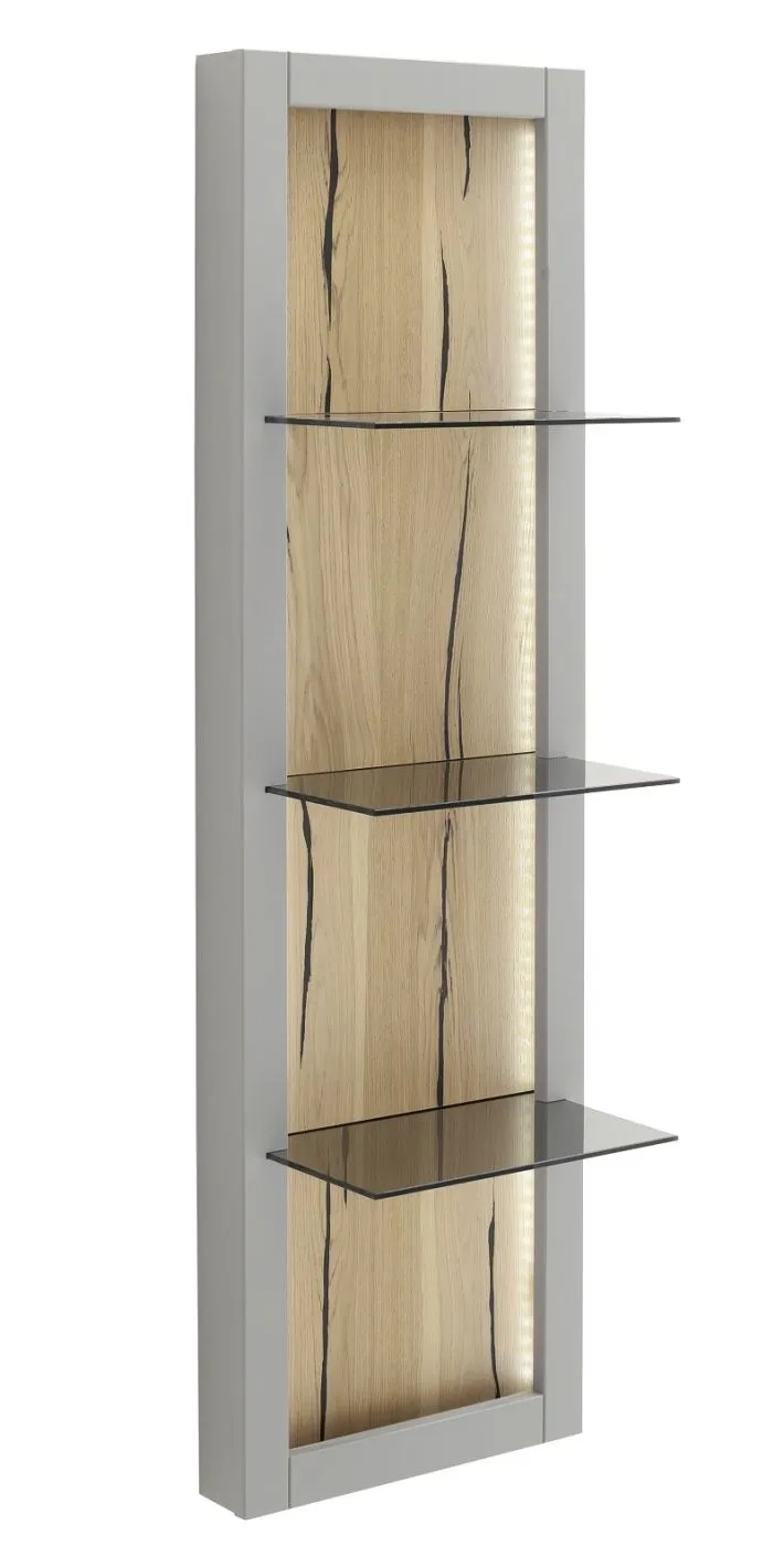 Wandregal Sevilla | Arktis grau | LED Beleuchtung mit 2er Set LED Band 125 cm