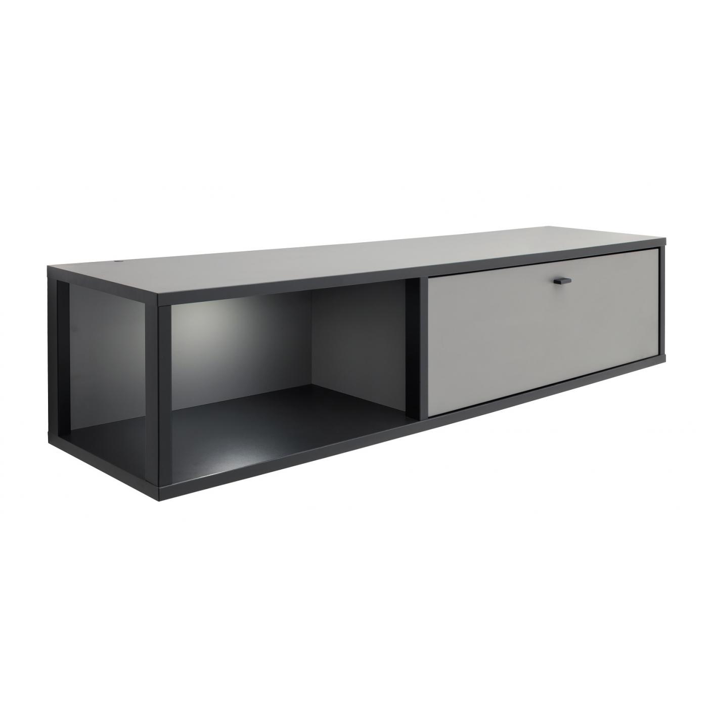 Wandregalschrank Luxor | Royal Grey / anthrazit | LED Beleuchtung