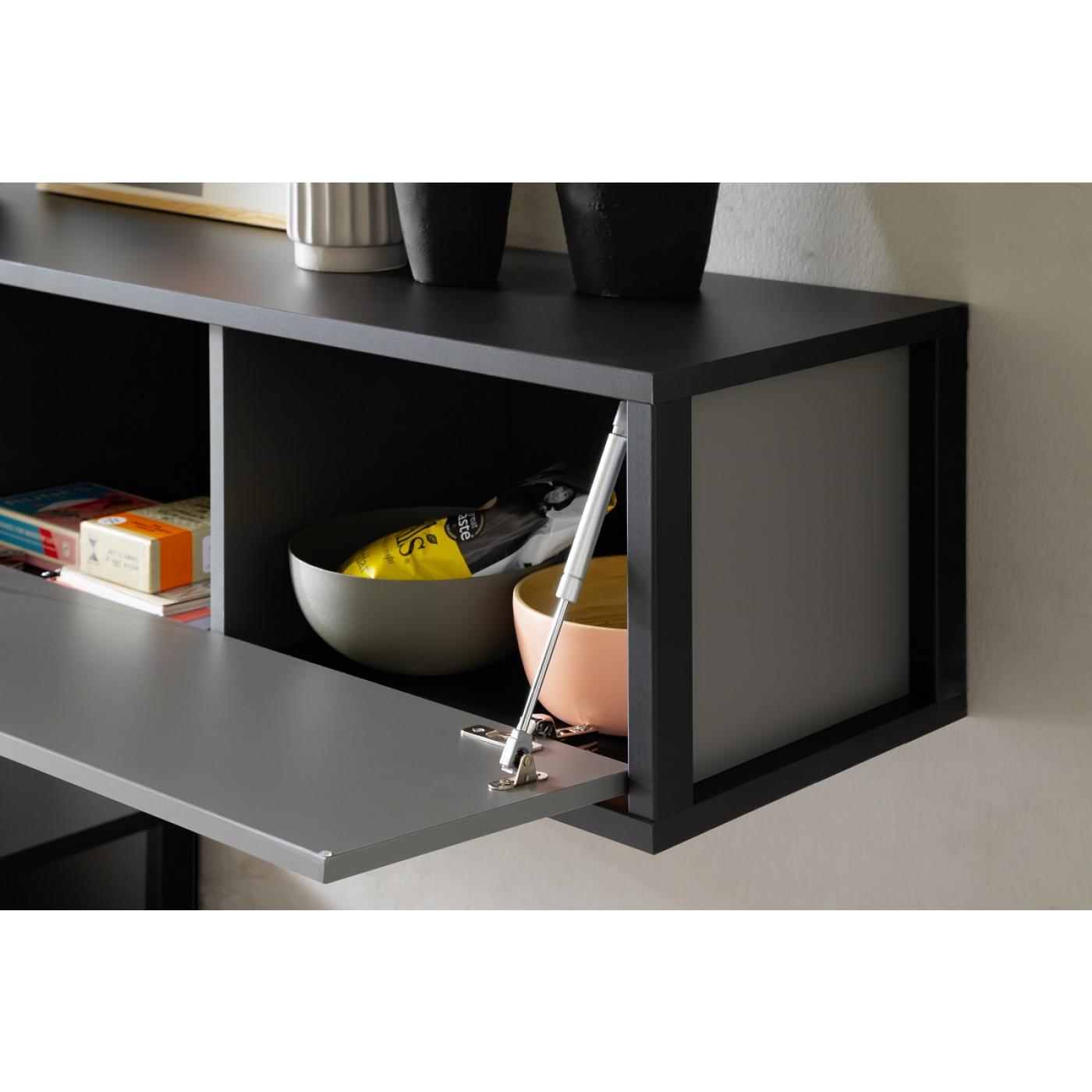 Wandregalschrank Luxor | Royal Grey / anthrazit | LED Beleuchtung