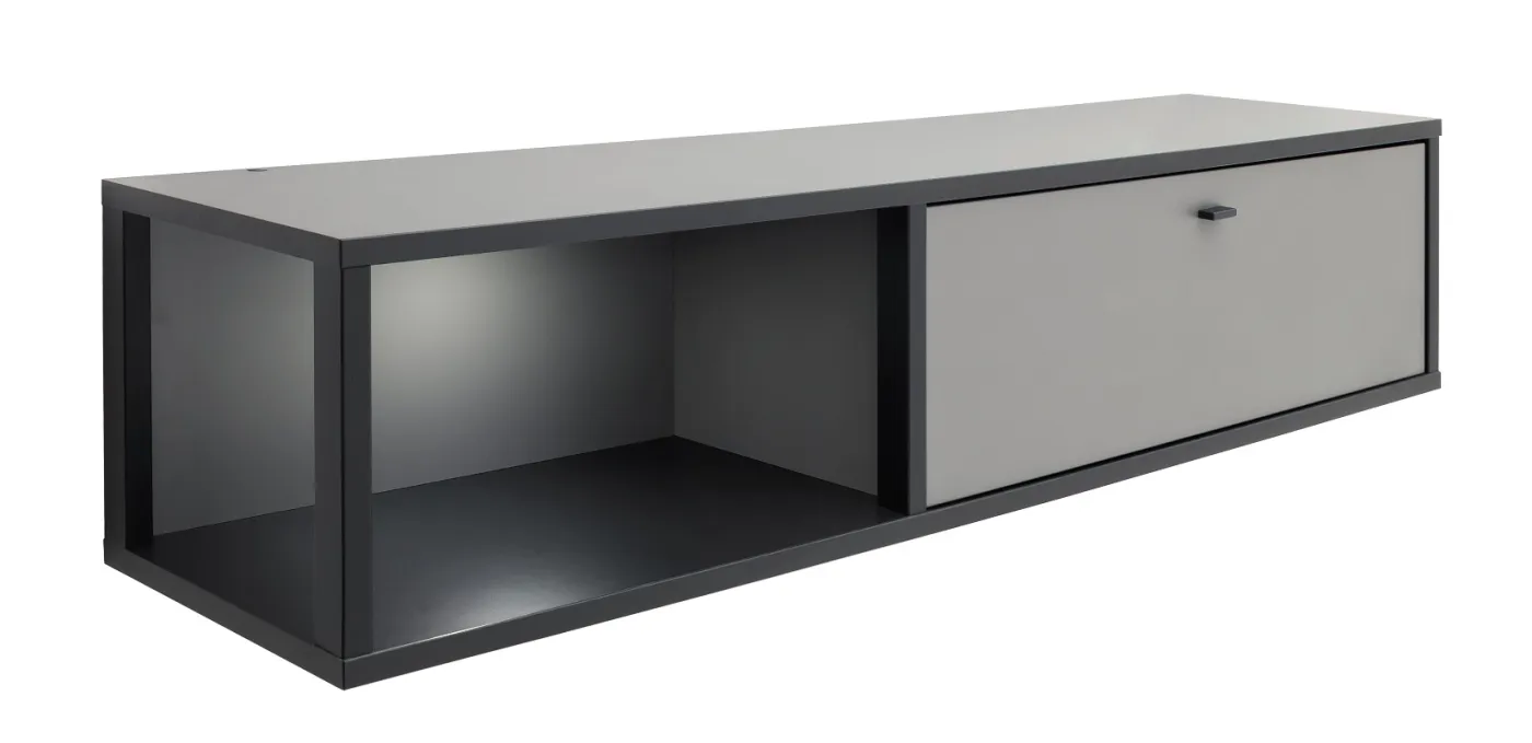 Wandregalschrank Luxor | Royal Grey / anthrazit | LED Beleuchtung mit LED Unterbauspot