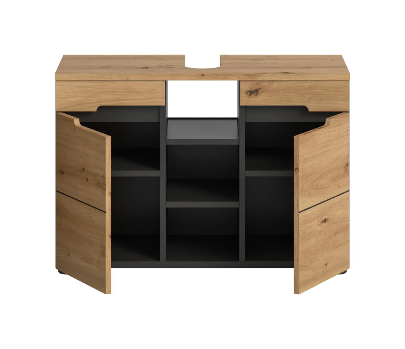 Waschbeckenunterschrank breit Canu | Artisan Eiche / Basalt grau
