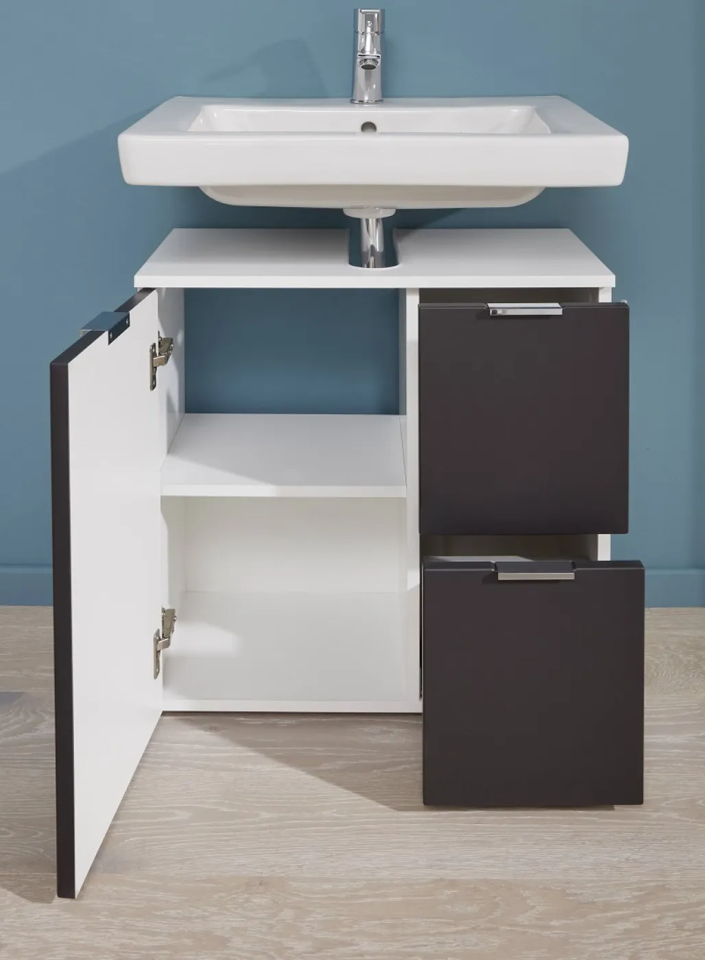 Waschbeckenunterschrank Concept One | weiß / Graphit grau