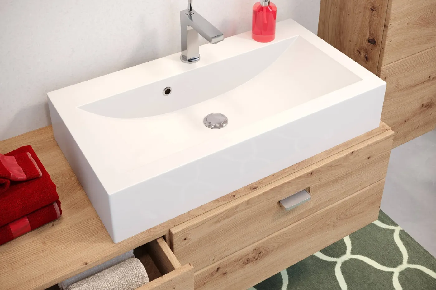 Waschbeckenunterschrank Geo | inkl. Waschbecken | Artisan Eiche Melamin