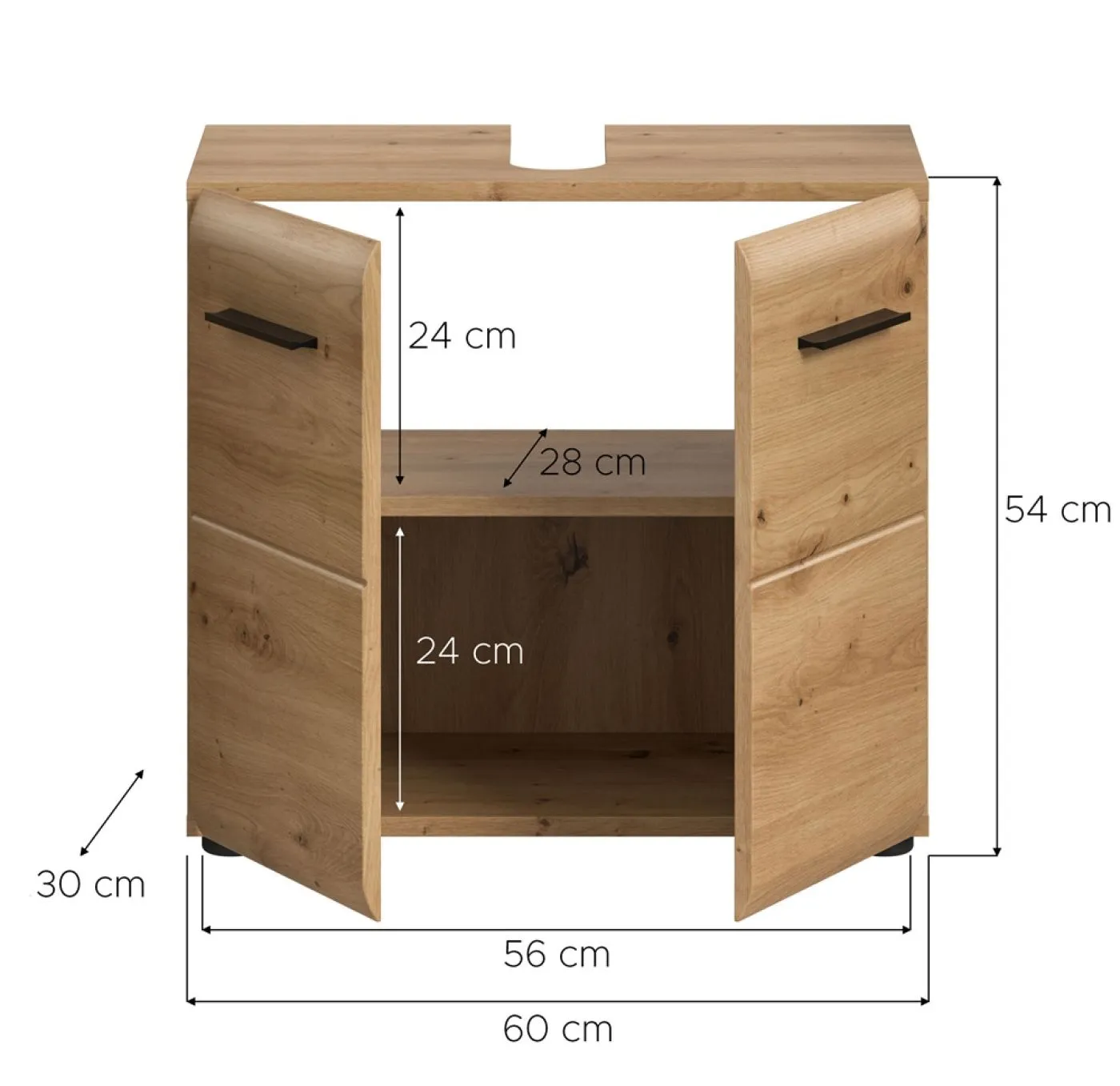 Waschbeckenunterschrank Ice | mit Türen | Artisan Oak