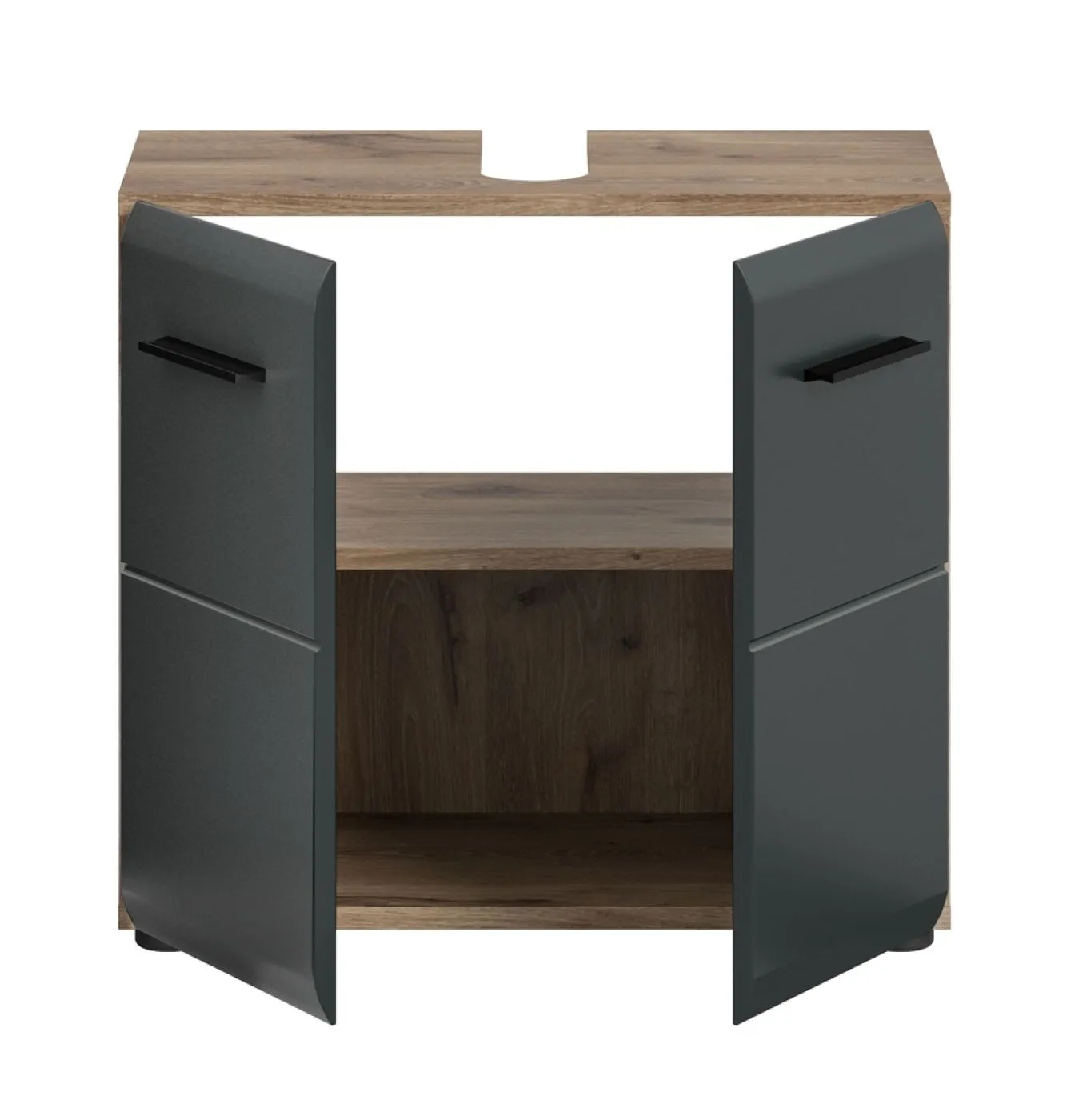 Waschbeckenunterschrank Ice | mit Türen | Nox Oak / schwarz