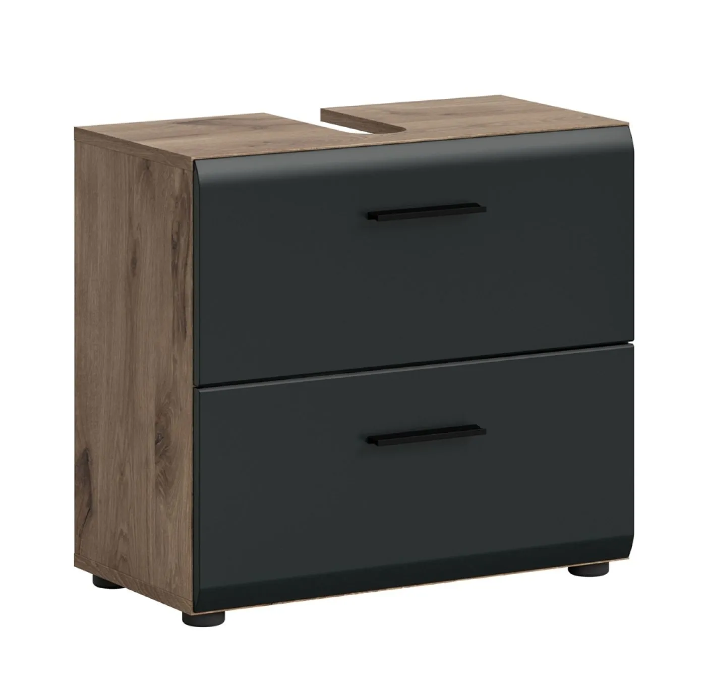 Waschbeckenunterschrank Ice | Nox Oak / schwarz matt