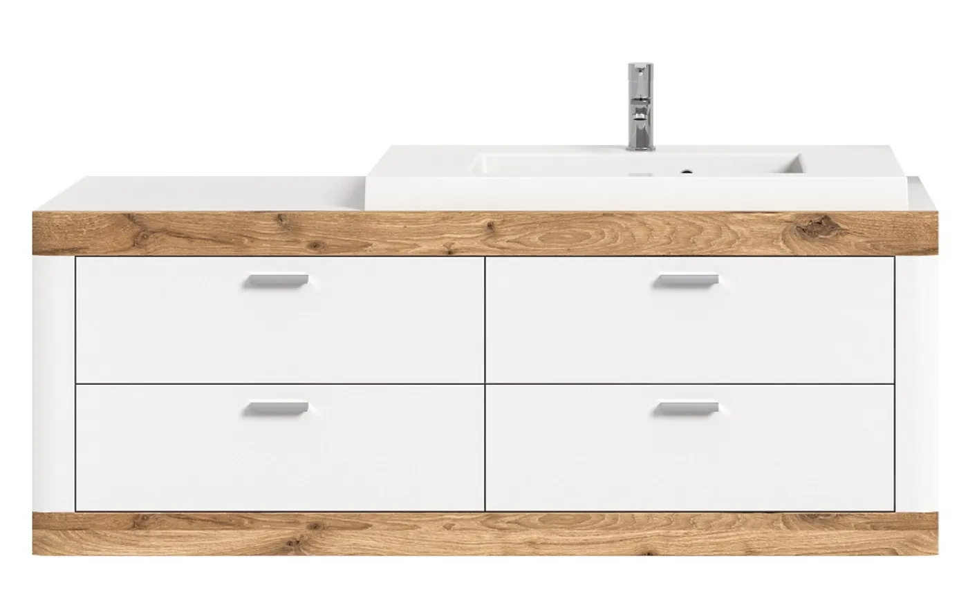 Waschbeckenunterschrank Laredo | inkl. Waschbecken | weiß / Nox Oak