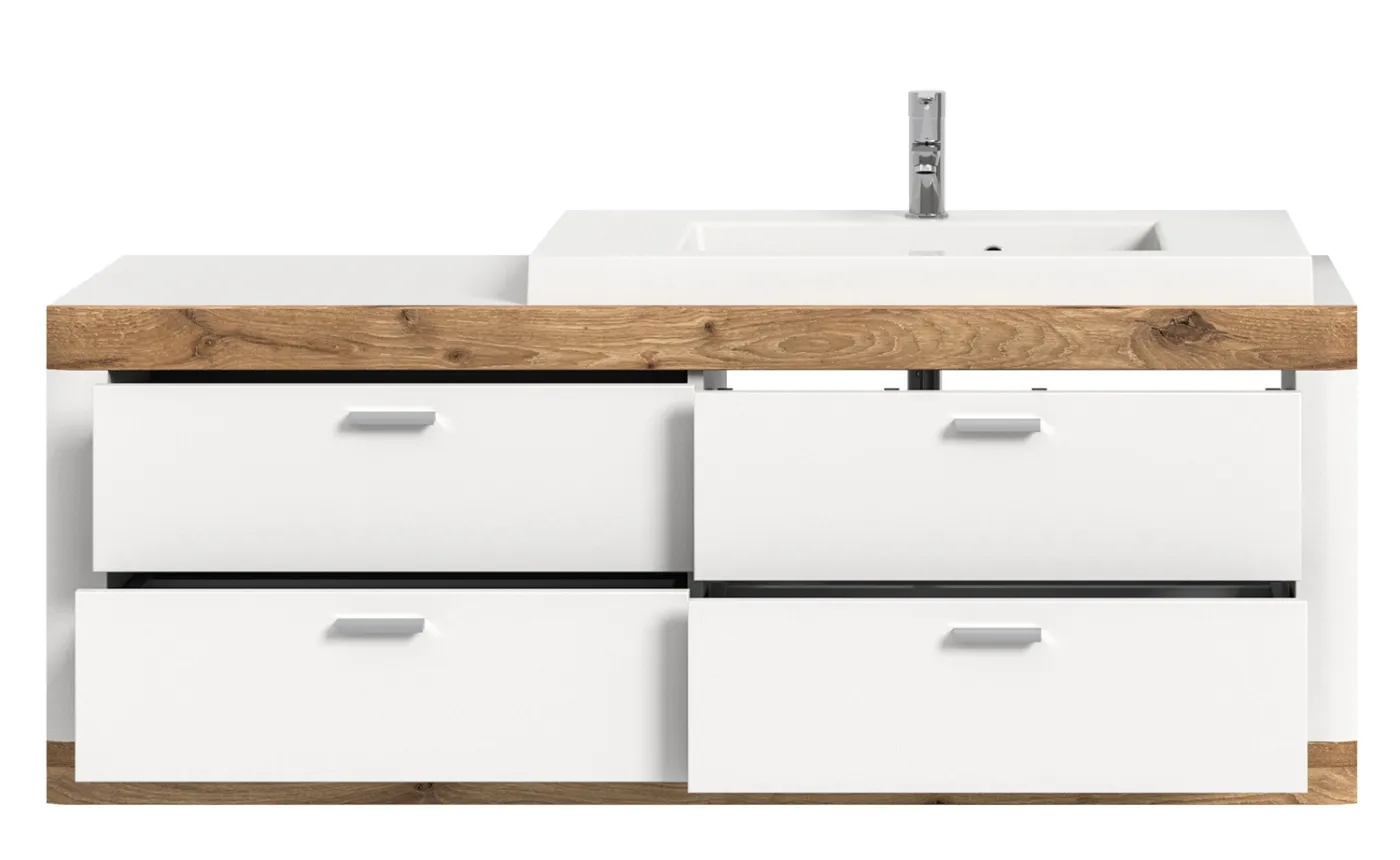 Waschbeckenunterschrank Laredo | inkl. Waschbecken | weiß / Nox Oak