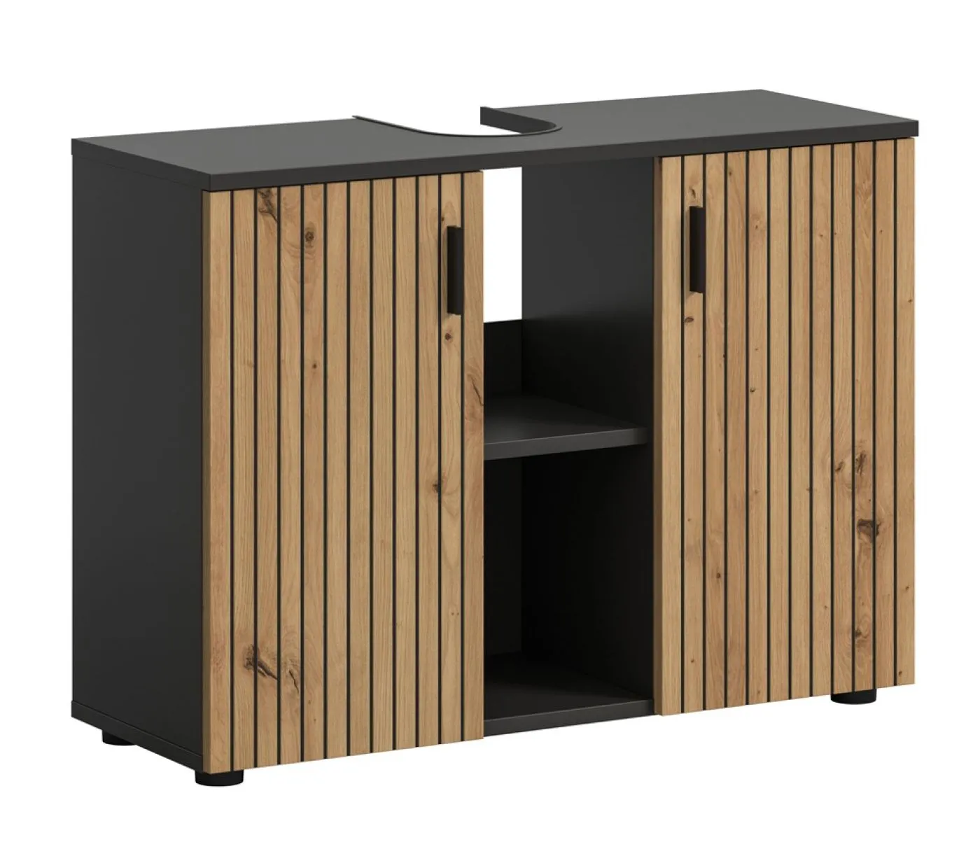 Waschbeckenunterschrank Mone | Basalt grau / Artisan Oak