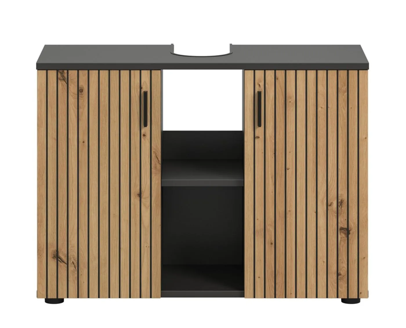 Waschbeckenunterschrank Mone | Basalt grau / Artisan Oak