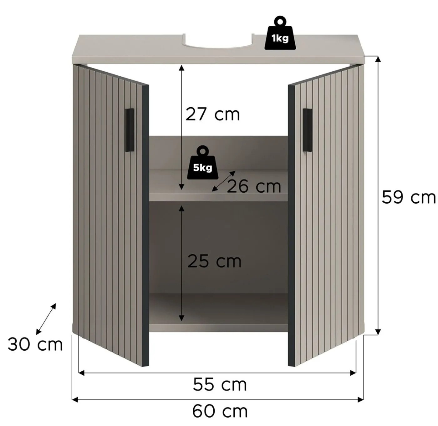 Waschbeckenunterschrank Mone | Kaschmir