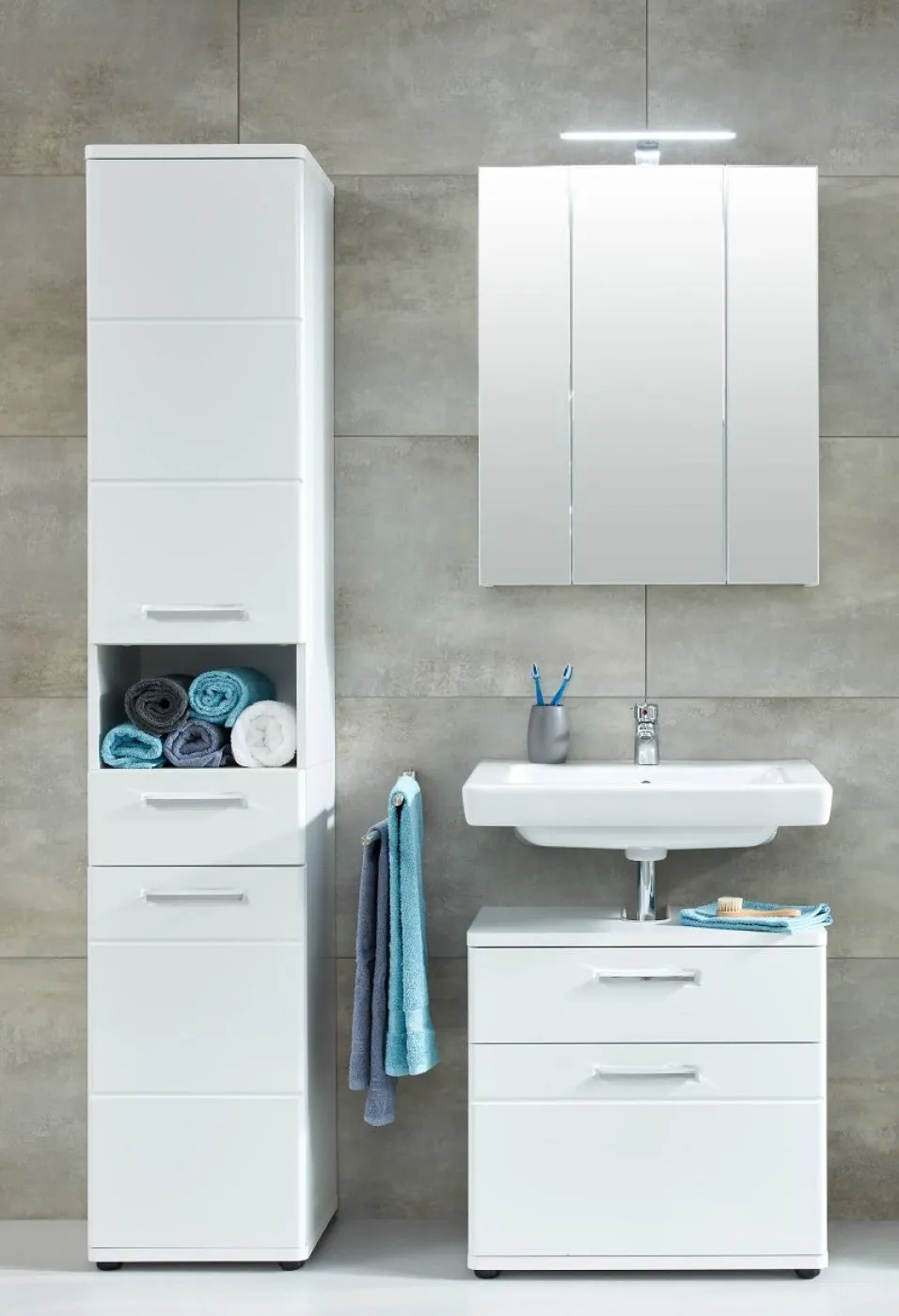 Waschbeckenunterschrank Monte | weiß Hochglanz