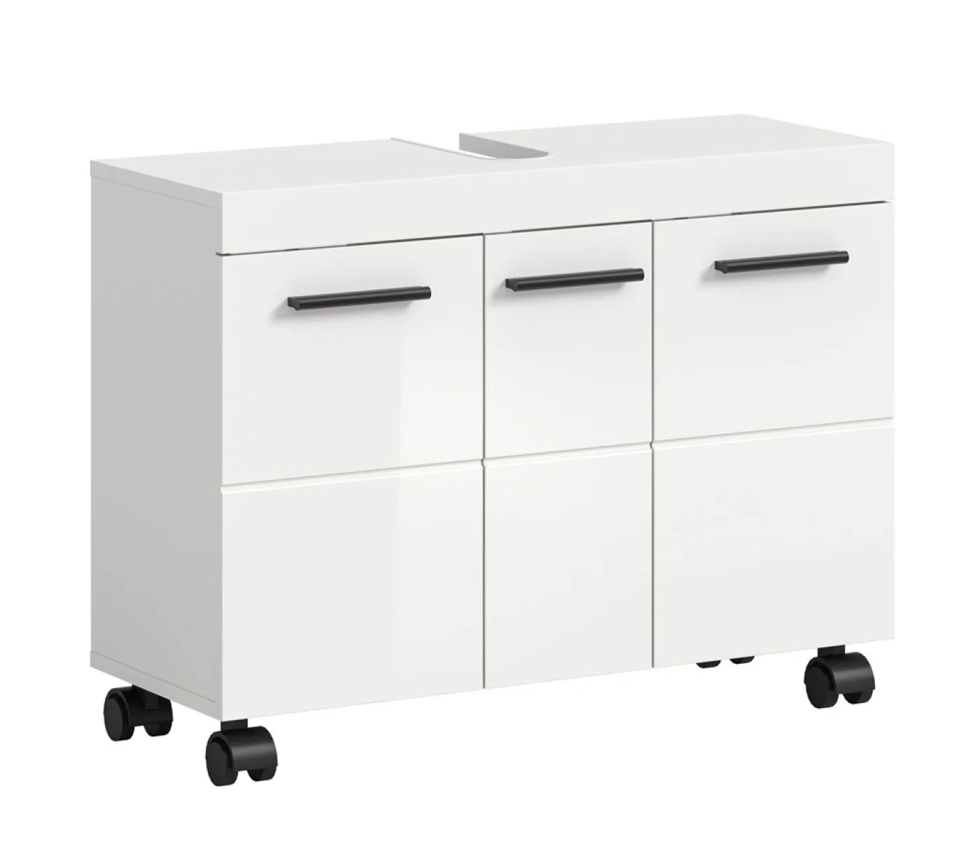 Waschbeckenunterschrank Nova | mit 3 Türen | weiß Hochglanz
