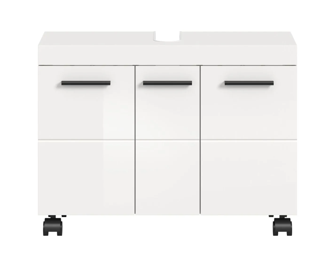Waschbeckenunterschrank Nova | mit 3 Türen | weiß Hochglanz