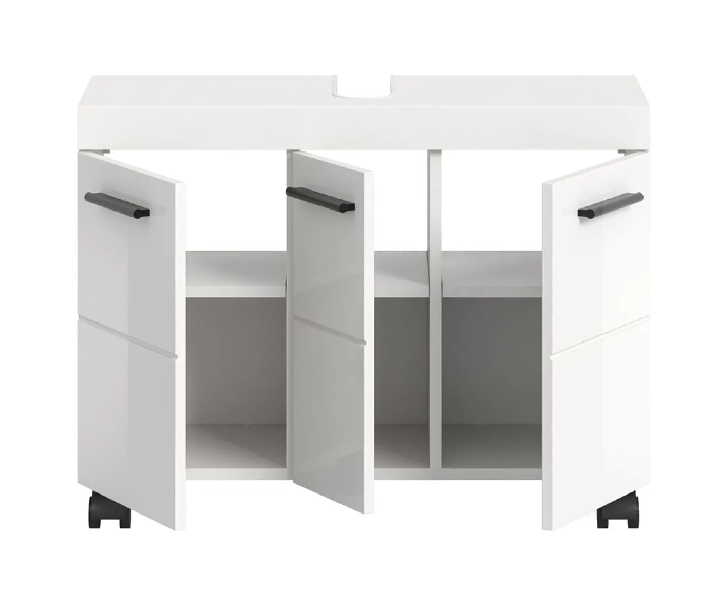 Waschbeckenunterschrank Nova | mit 3 Türen | weiß Hochglanz