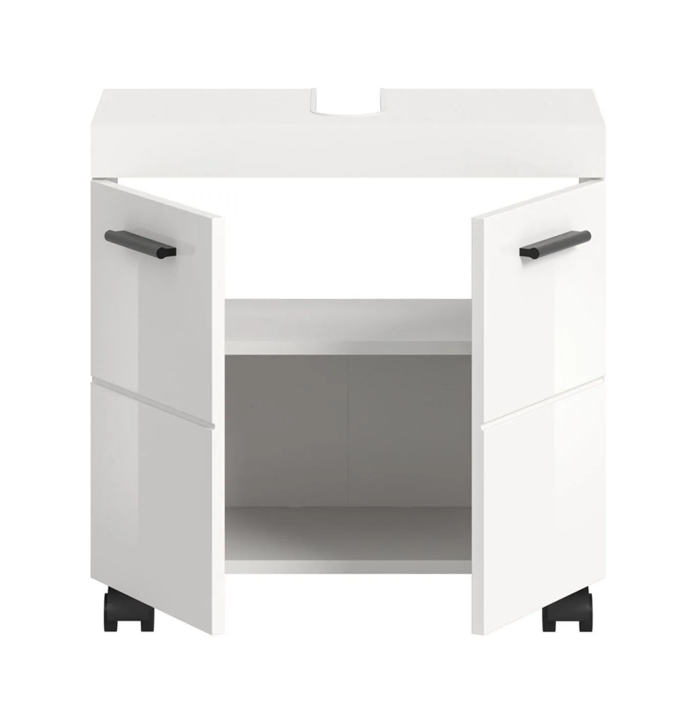 Waschbeckenunterschrank Nova | mit Türen | weiß Hochglanz