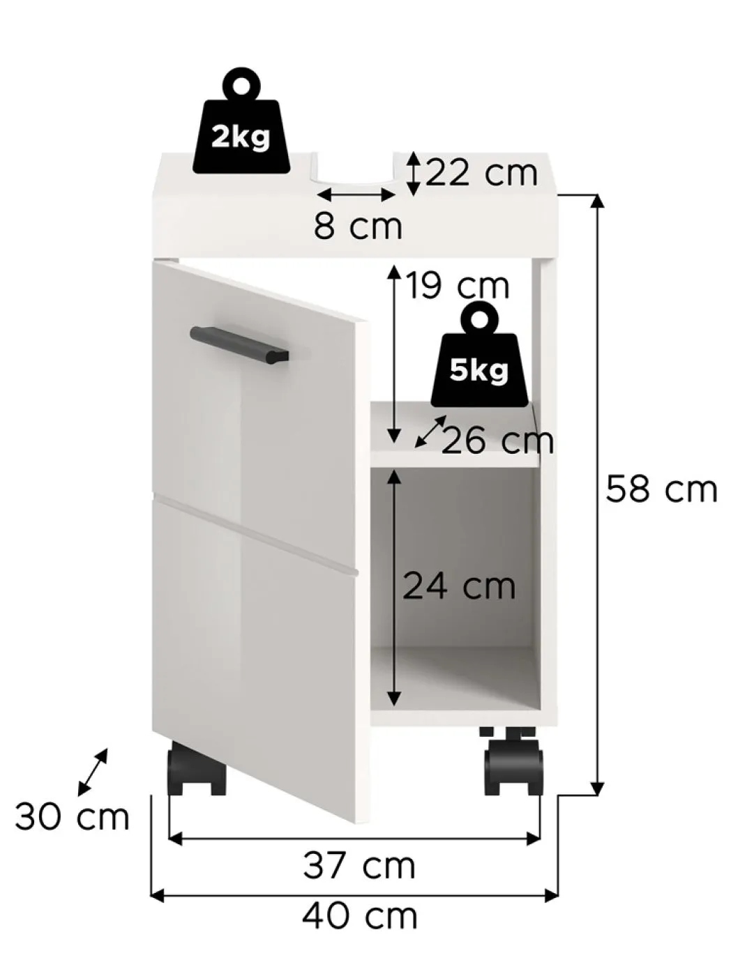 Waschbeckenunterschrank Nova | weiß Hochglanz