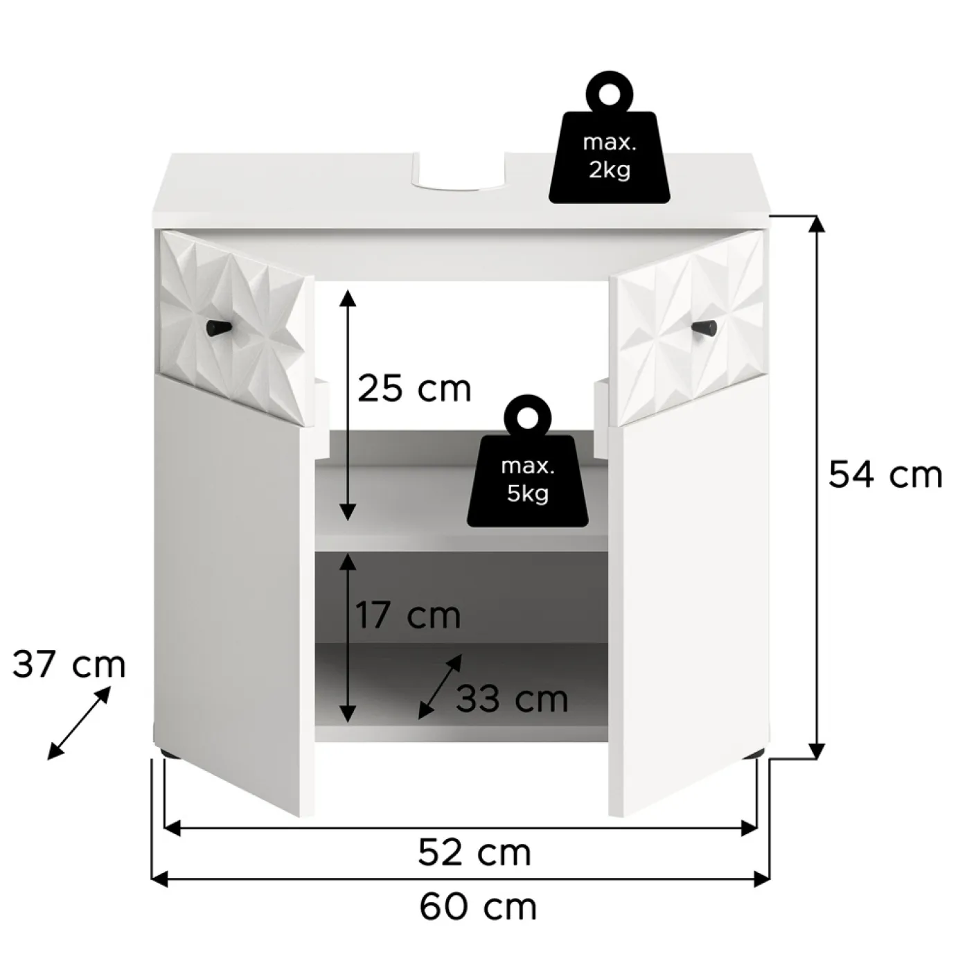 Waschbeckenunterschrank Prisma | weiß / weiß Hochglanz