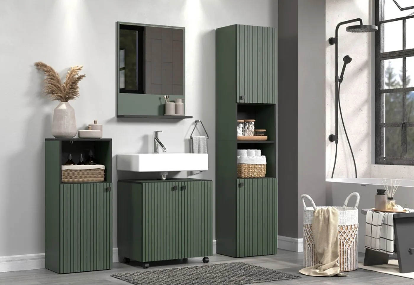 Waschbeckenunterschrank Pure Bliss 1, Grün Dekor – Ansicht 5