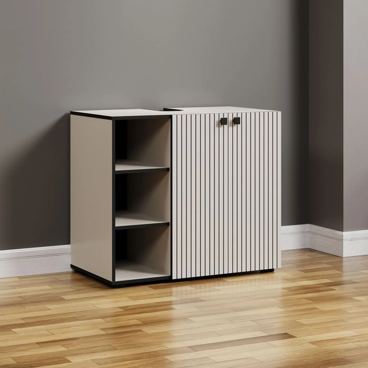 Waschbeckenunterschrank Pure Bliss 2, Kashmir Hellgrau Dekor – Ansicht 5
