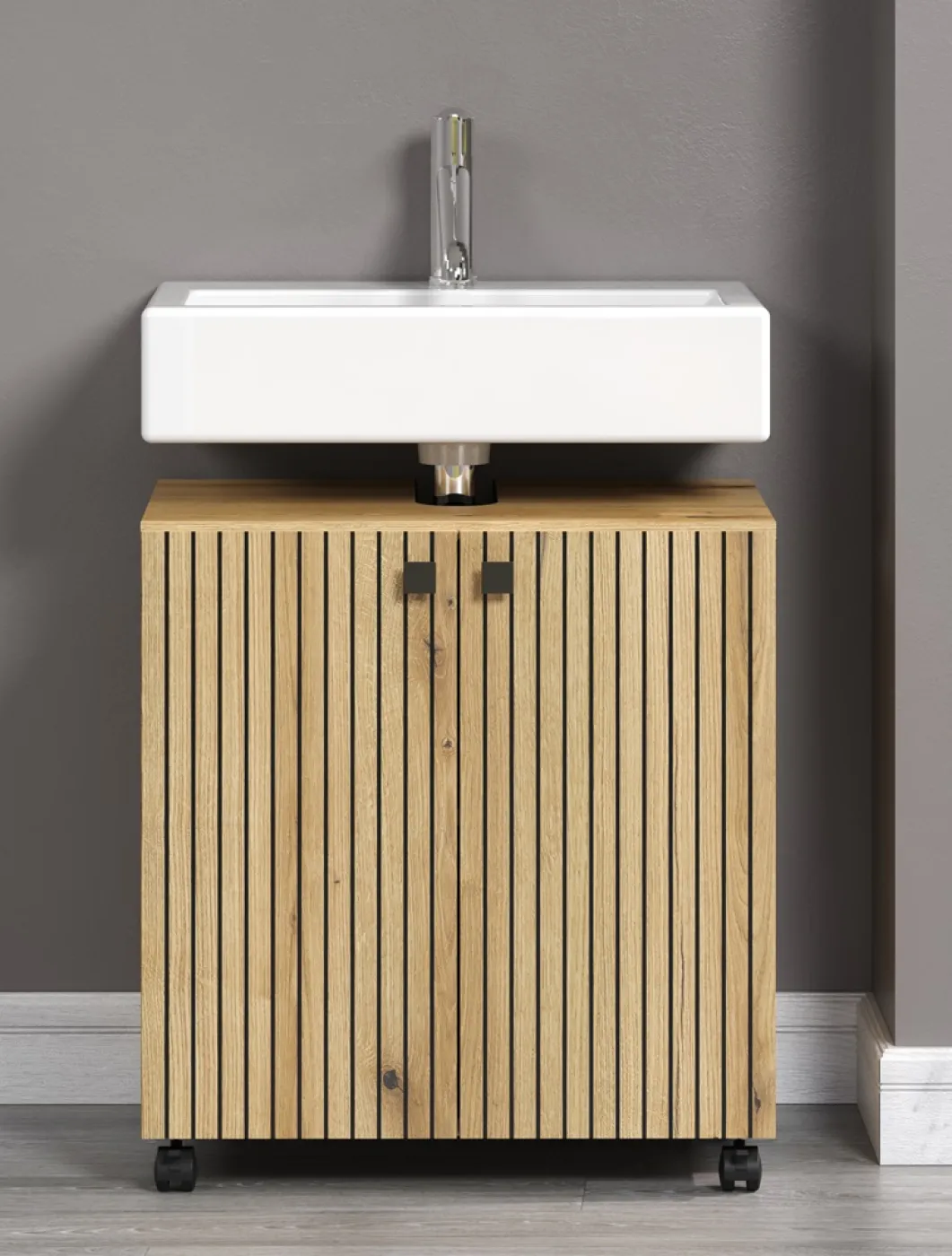 Waschbeckenunterschrank Pure Bliss | Evoke Eiche | 60 cm x 64 cm x 42 cm