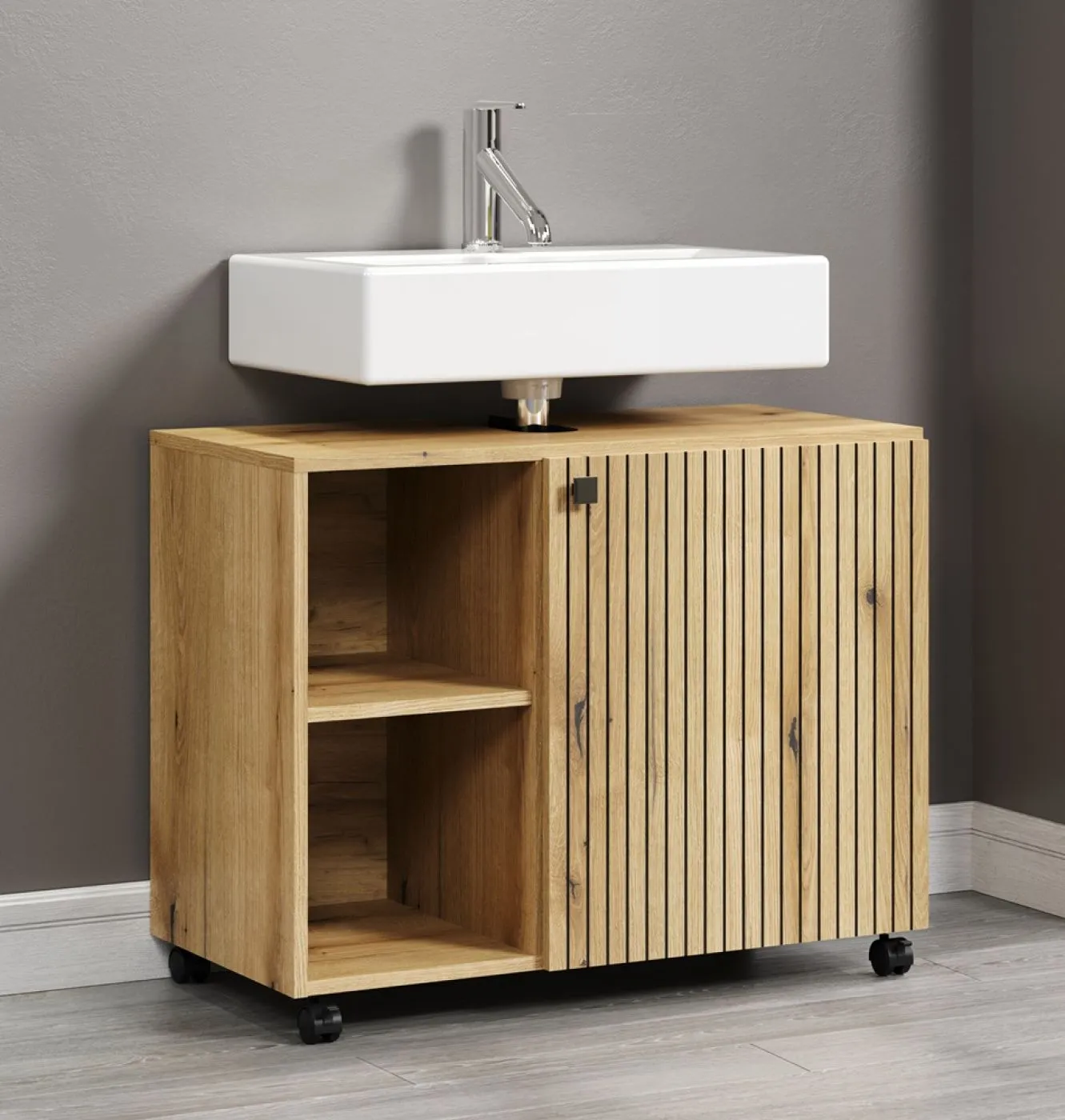 Waschbeckenunterschrank Pure Bliss | Evoke Eiche | 80 cm x 64 cm x 42 cm