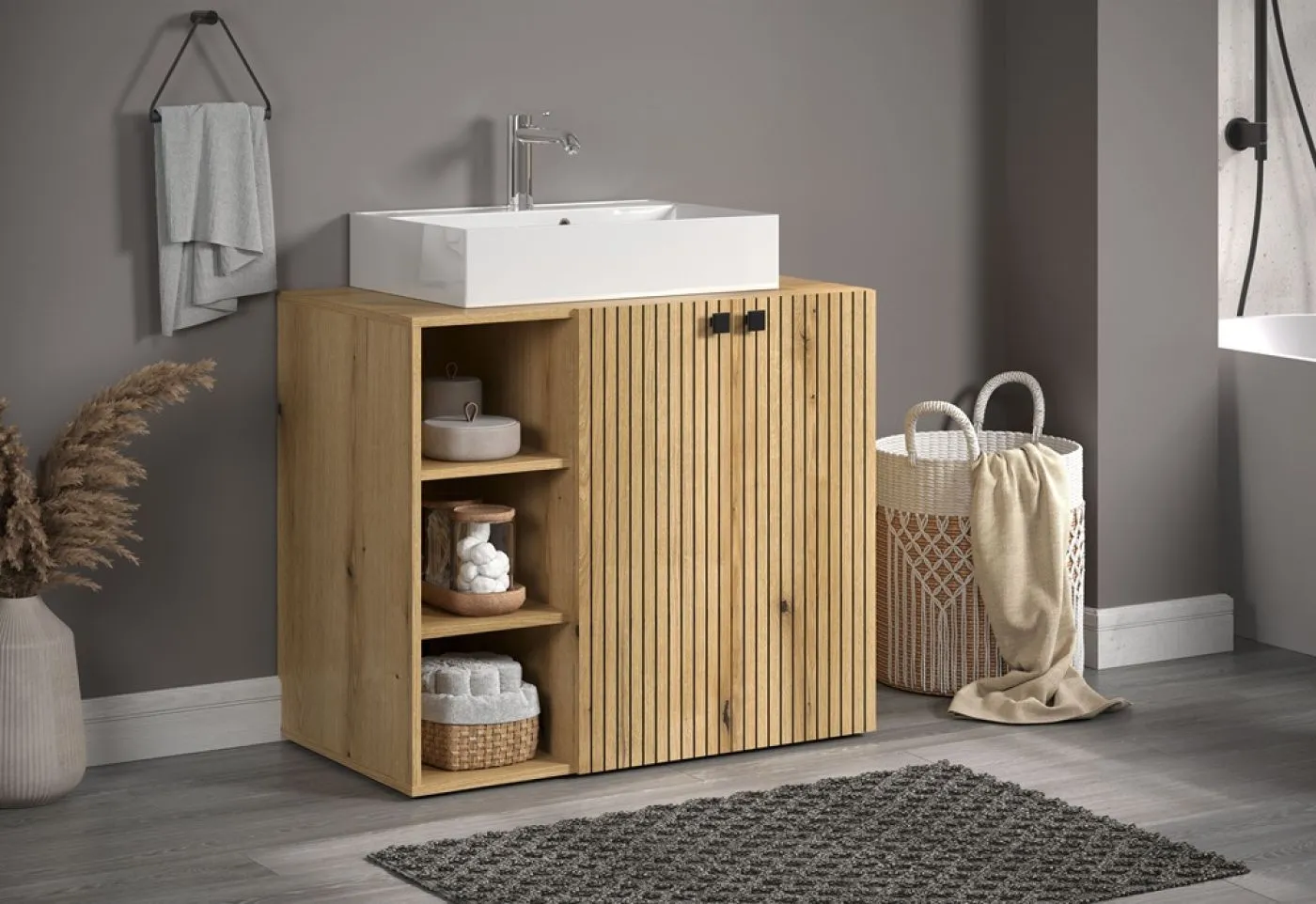 Waschbeckenunterschrank Pure Bliss mit Waschbecken, Evoke Eiche Dekor – Ansicht 6