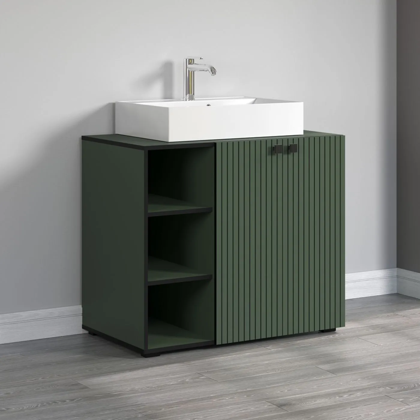 Waschbeckenunterschrank Pure Bliss mit Waschbecken, Grün Dekor – Ansicht 3