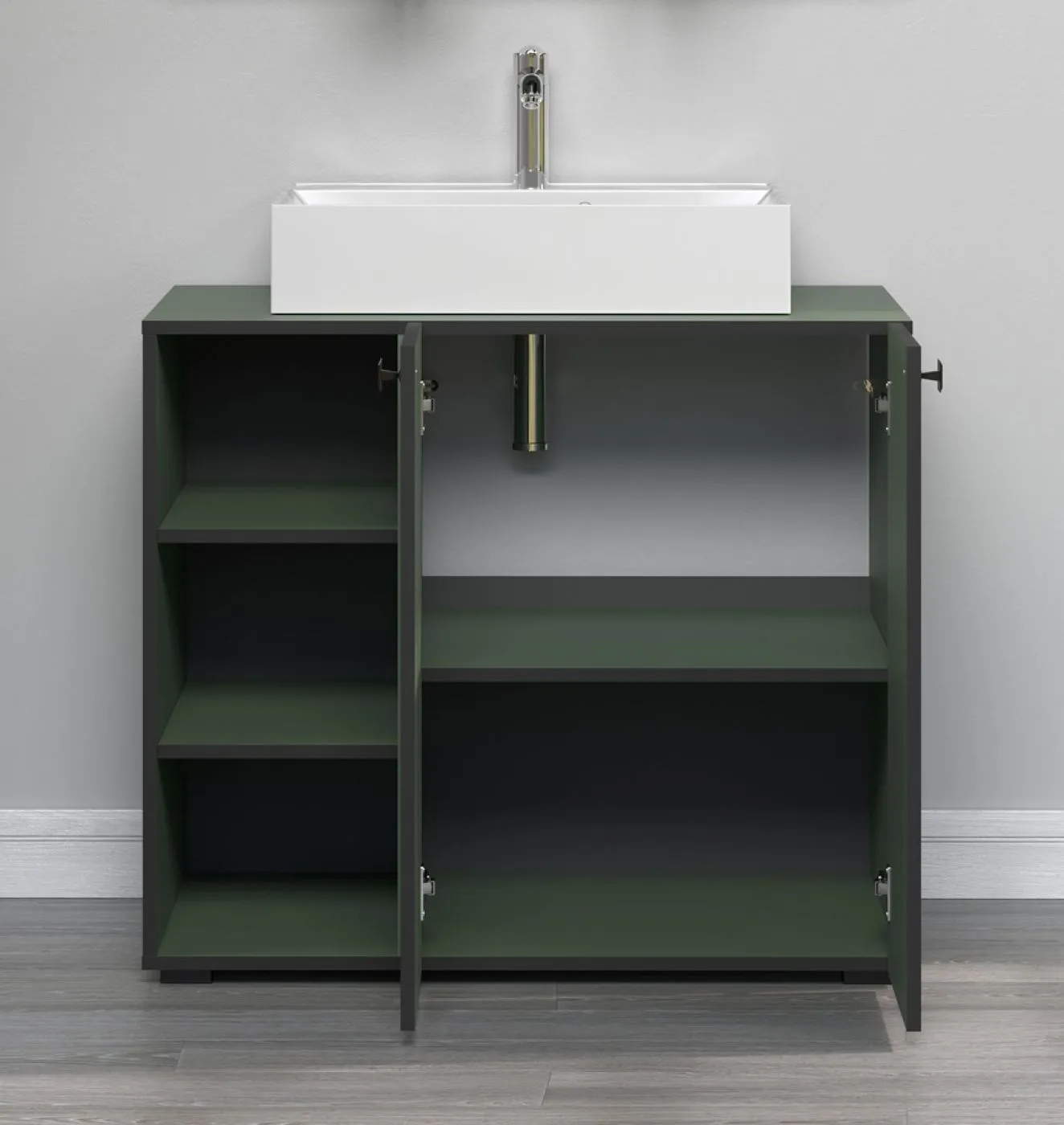 Waschbeckenunterschrank Pure Bliss mit Waschbecken, Grün Dekor – Ansicht 4
