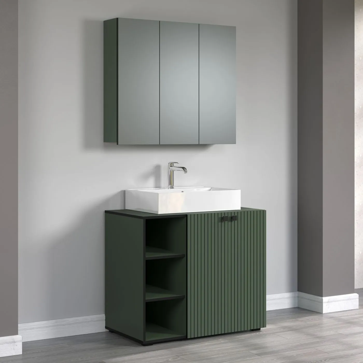 Waschbeckenunterschrank Pure Bliss mit Waschbecken, Grün Dekor – Ansicht 6