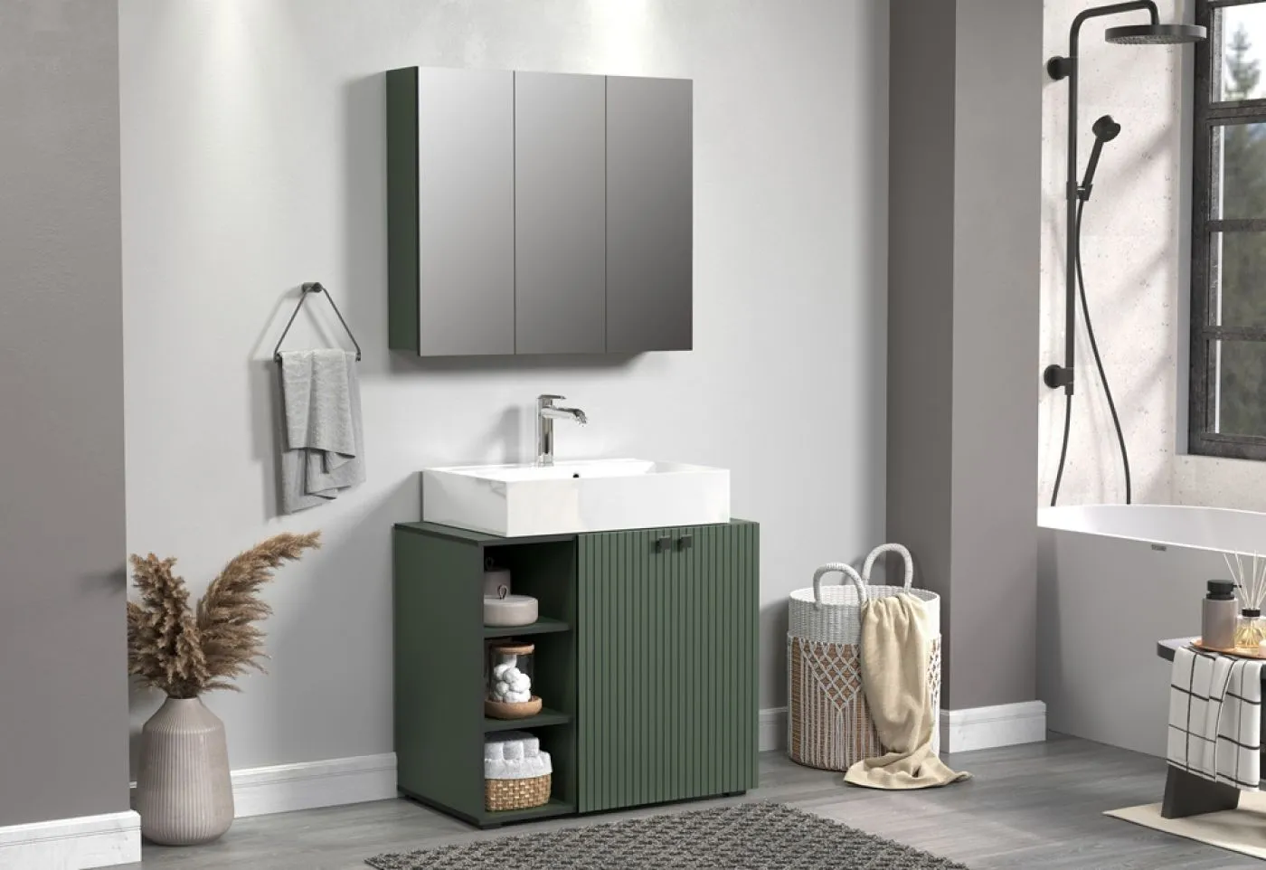 Waschbeckenunterschrank Pure Bliss mit Waschbecken, Grün Dekor – Ansicht 7
