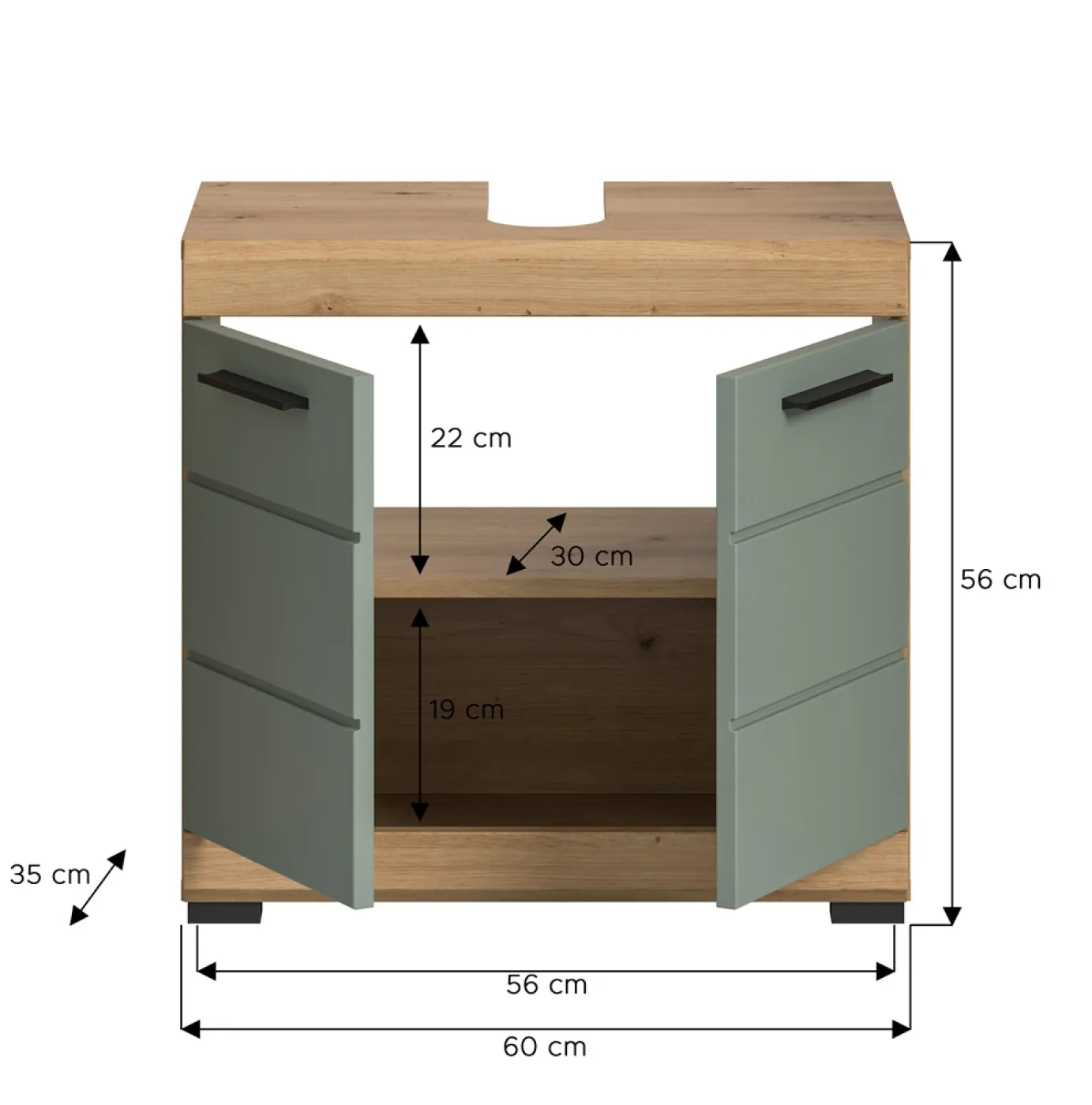 Waschbeckenunterschrank Scout | Salbei / Artisan Eiche