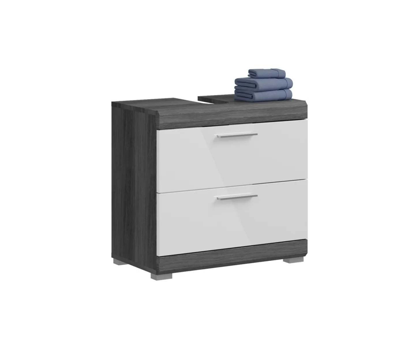 Waschbeckenunterschrank Scout | weiß Hochglanz / rauchsilber