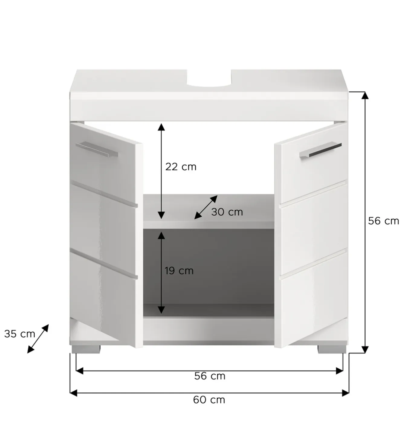 Waschbeckenunterschrank Scout | weiß Hochglanz / weiß