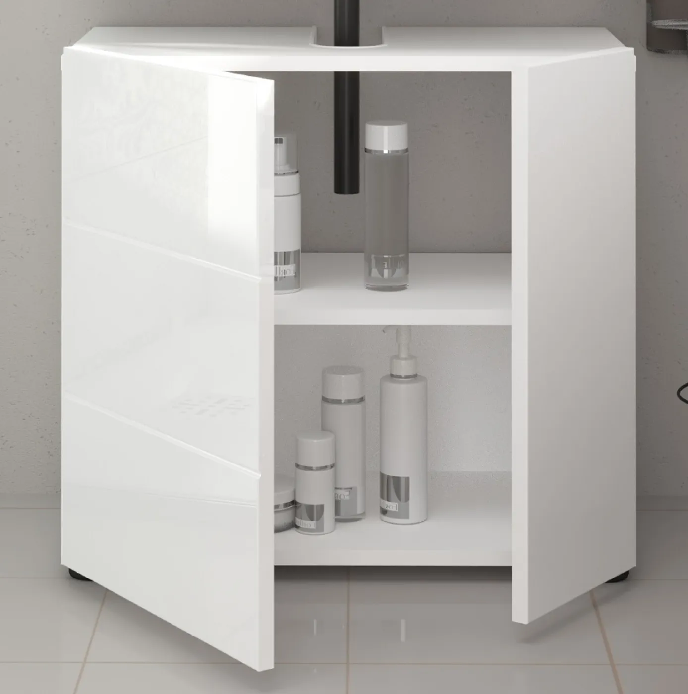 Waschbeckenunterschrank Vira | weiß Hochglanz | 60 cm x 56 cm x 34 cm