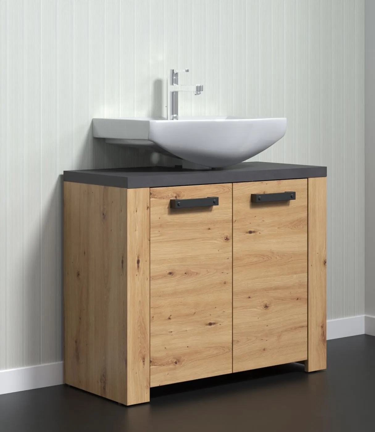 Waschbeckenunterschrank Waschtisch Follow | Artisan Eich / Matera grau