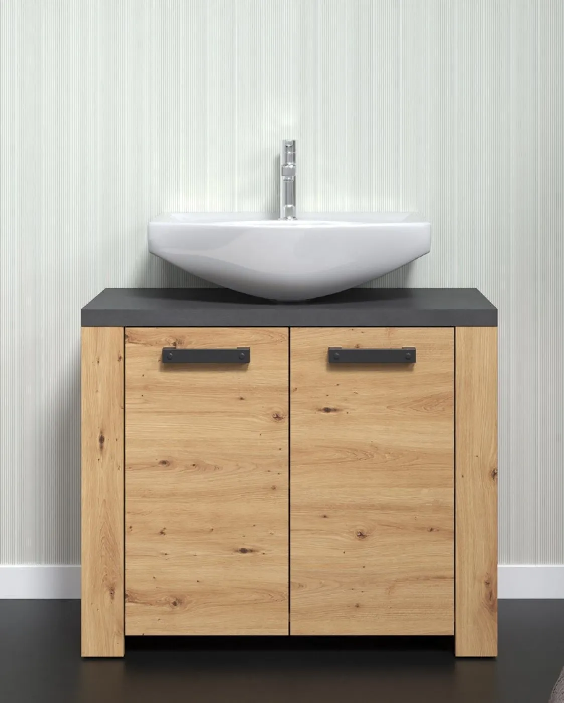 Waschbeckenunterschrank Waschtisch Follow | Artisan Eich / Matera grau