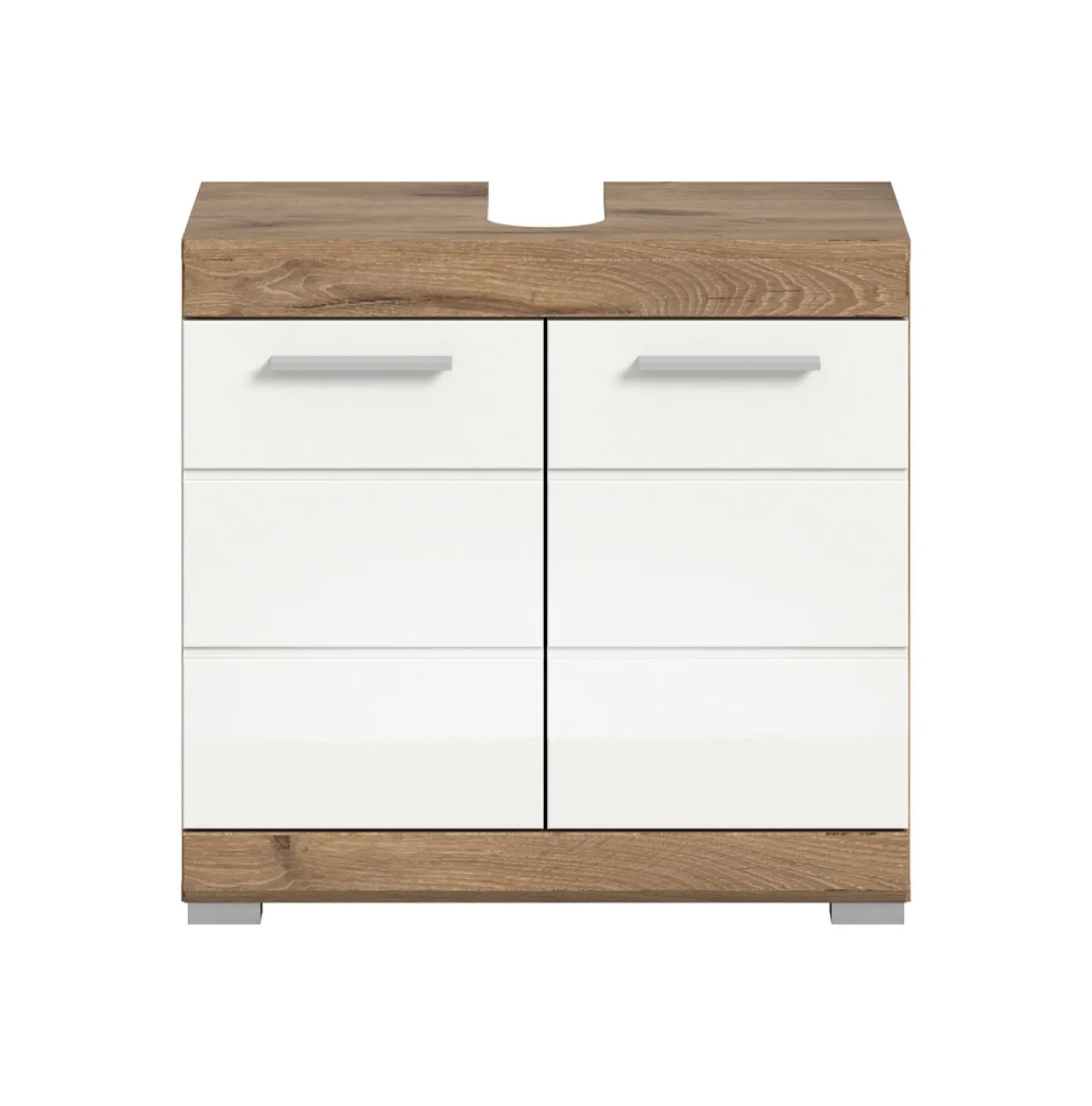 Waschbeckenunterschrank Wave | weiß Hochglanz / Nox Oak