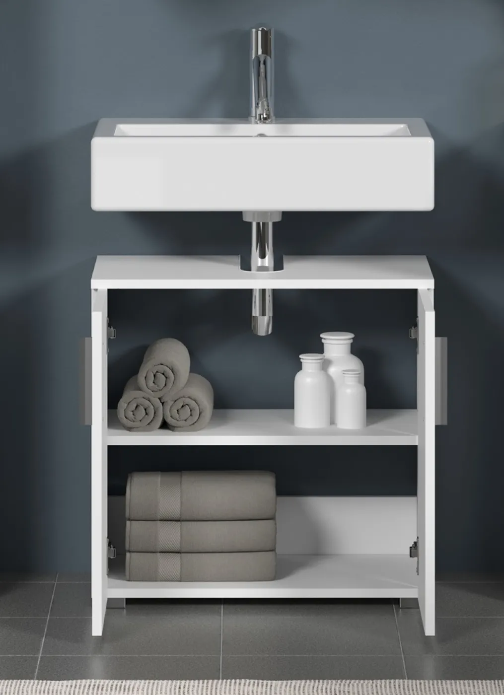 Waschbeckenunterschrank Wons | weiß Hochglanz