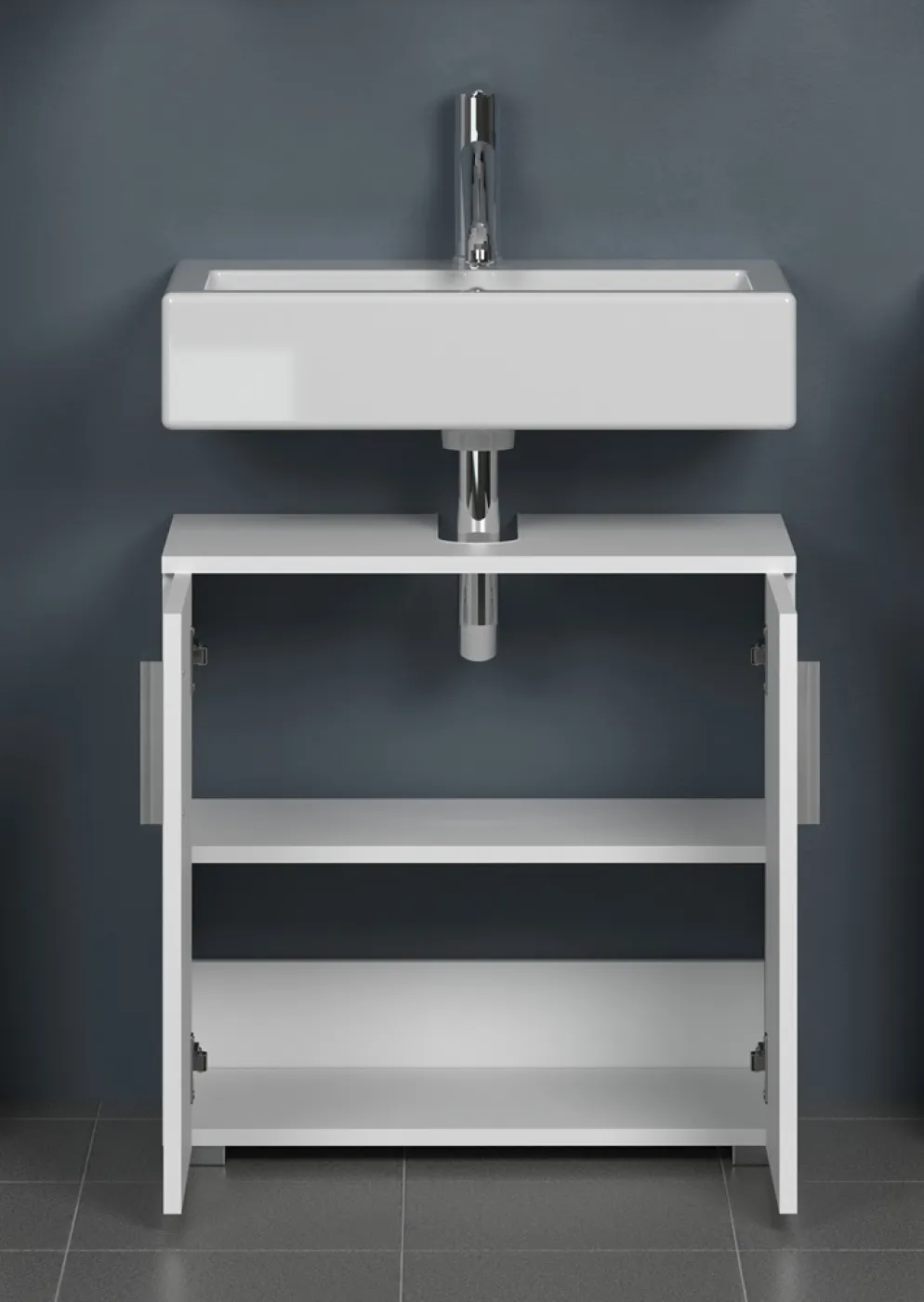Waschbeckenunterschrank Wons | weiß Hochglanz